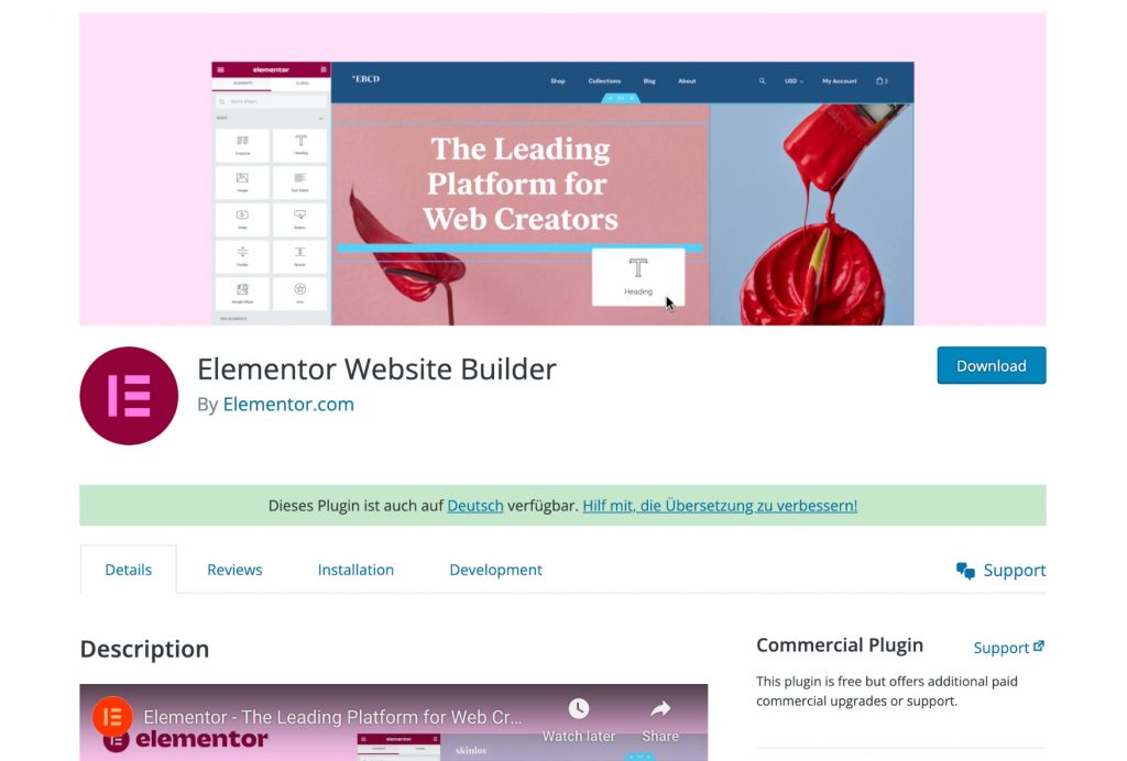 Image of Elementor Free Website Builder