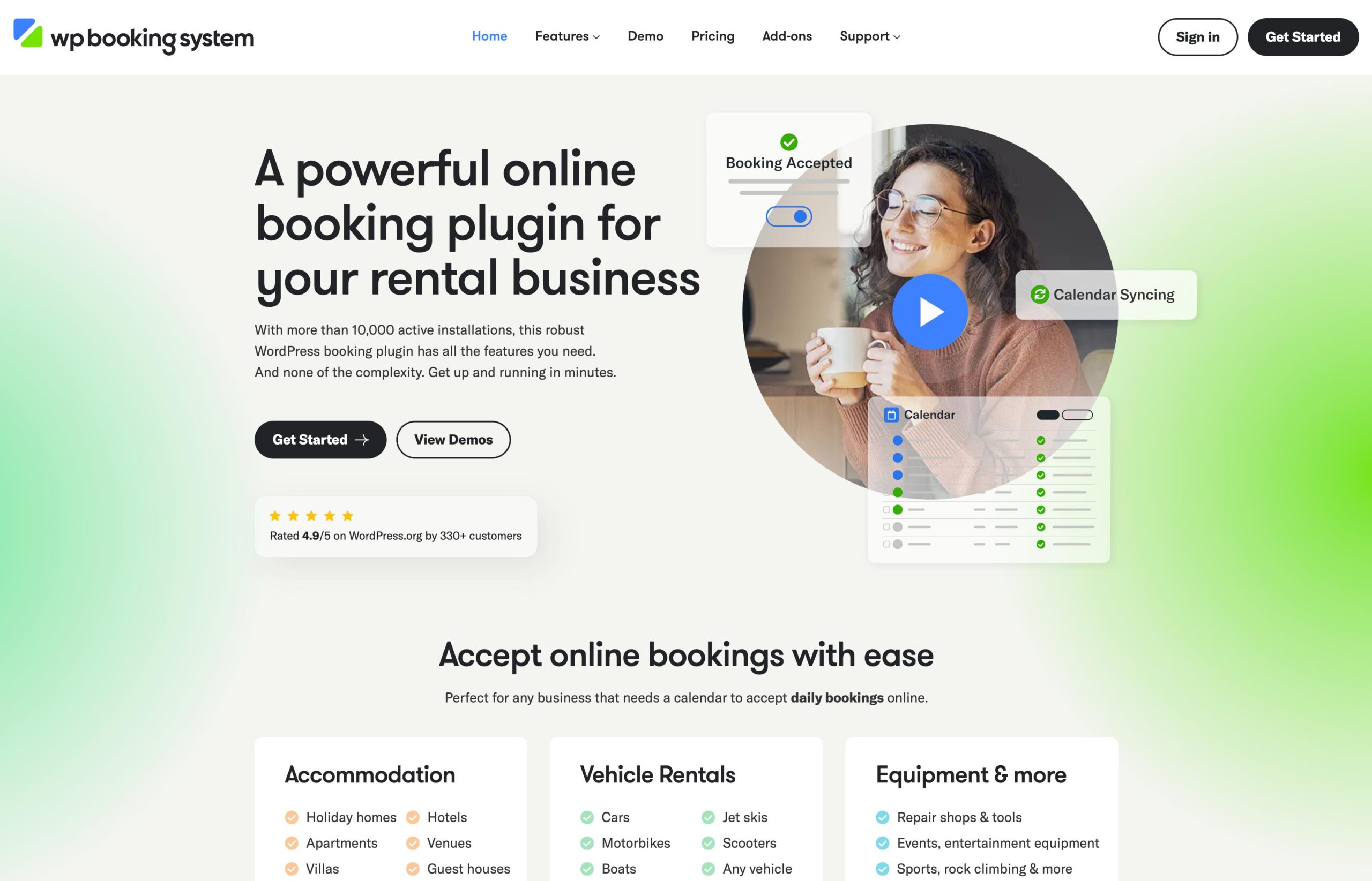 Hero image of WP Booking System plugin, good for businesses if you're planning to build a simple vacation rental website.