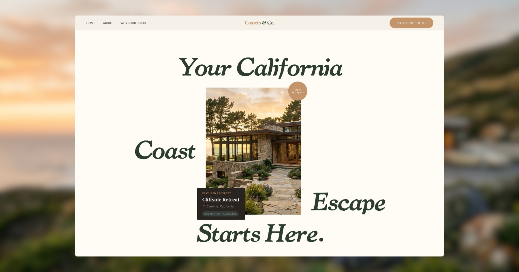 Hero image Coastip & Co. demo website for WP Booking System