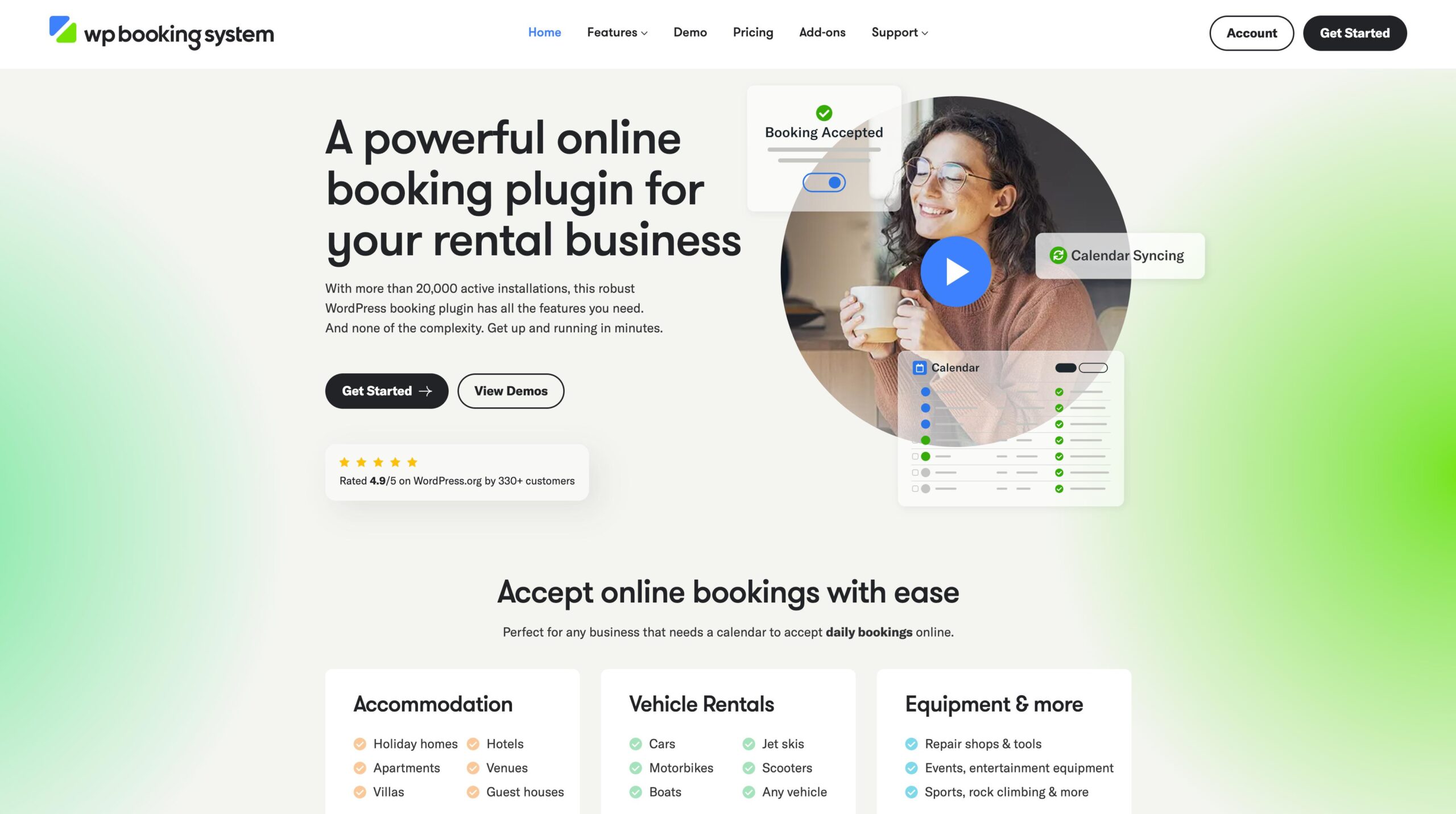 Image of WP Booking System hero section