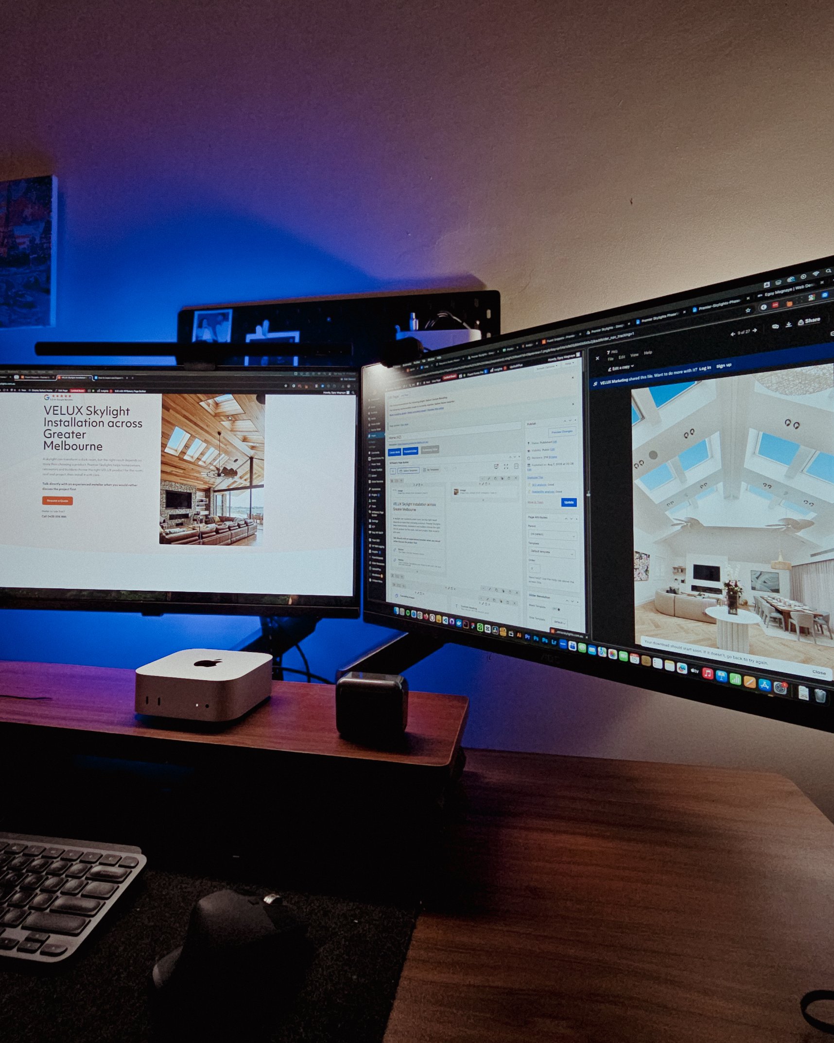 Image of my workspace displaying my urgent web project for home improvement located in Australia.