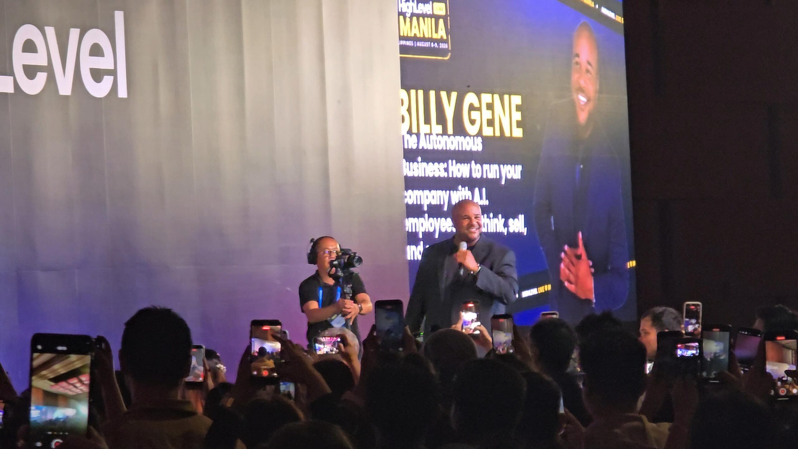 Image of Billy Gene talking at HighLevel Live Manila 2026