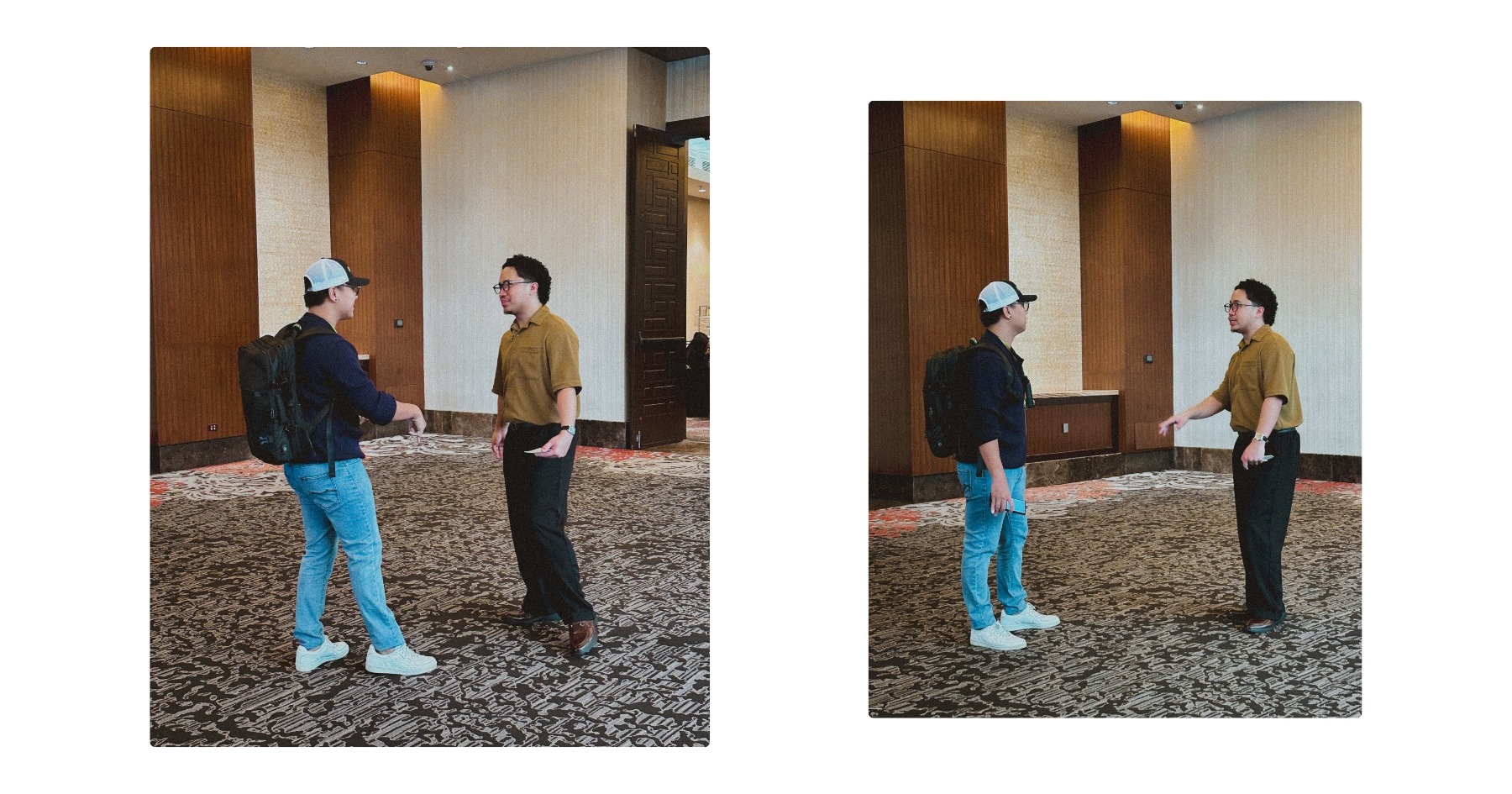 Egoy talking with one of the event speakers, Mattew Panganiban
